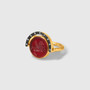 Kurtulan Double-Sided Ring with Pegasus in Carved Agate and Byzantine Coin Fragment 