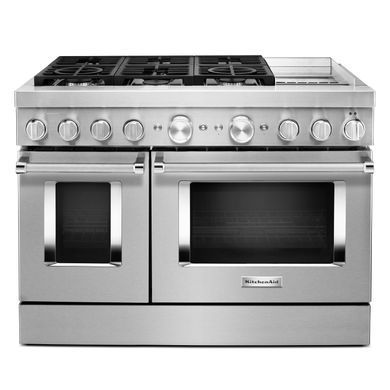 KitchenAid® 48'' Smart Commercial-Style Dual Fuel Range with Griddle KFDC558JSS