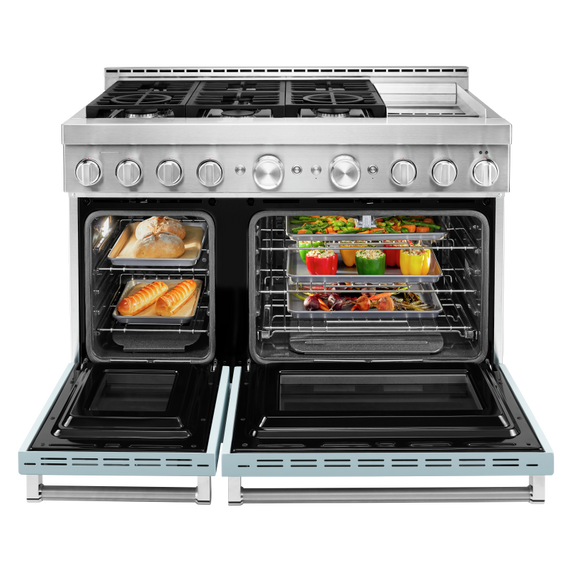 KitchenAid® 48'' Smart Commercial-Style Gas Range with Griddle KFGC558JMB