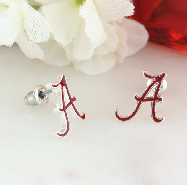 AL ENAMEL LOGO STUD EARRING