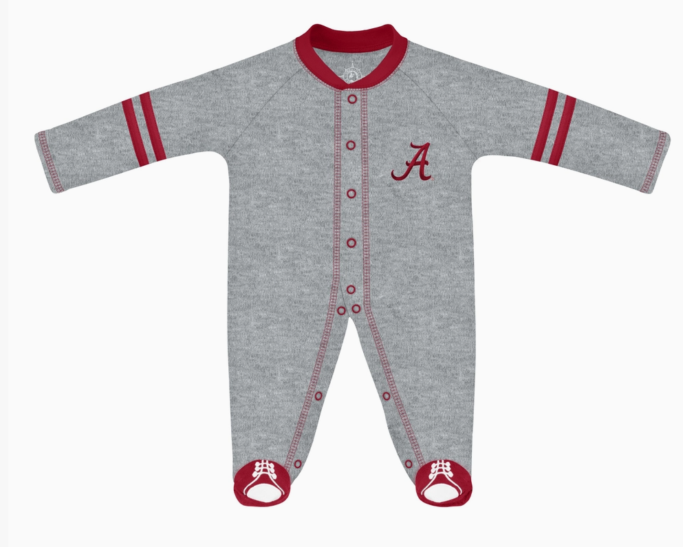 Sport Shoe Footed Romper Grey and Crimson