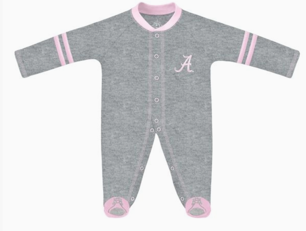 Sport Shoe Footed Romper Grey and Pink