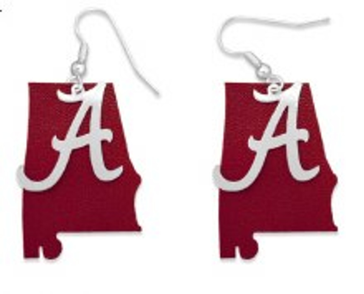 Leather Earrings With Script "A" Leather Earrings With Script "A"