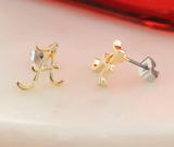AL SHINY GOLD LOGO STUDS