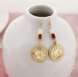 AL GOLD LOGO & ENAMEL TUBE EARRINGS