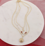AL GOLD & ENAMEL TUBE TRIO NECKLACE