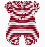 Striped Puff Sleeve Romper