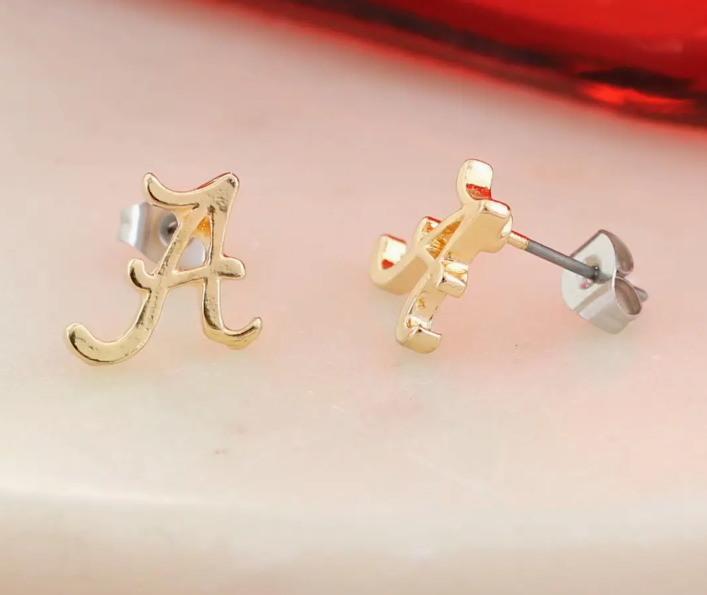 AL SHINY GOLD LOGO STUDS
