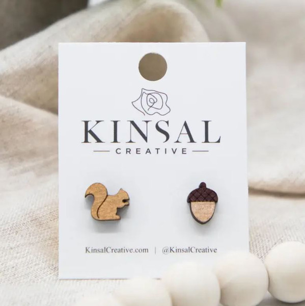 Squirrel And Acorn Studs