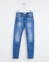 Celio Skinny Fit Jeans In Mid Blue With Raw Hem Edges