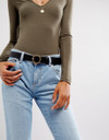 ASOS DESIGN 2 pack circle buckle waist and hip belts