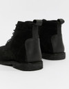 ASOS Wide Fit Desert Boots In Black Suede With Leather Detail
