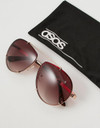 ASOS DESIGN angled aviator with gold metal with laid on lens