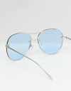 Jeepers Peepers round sunglasses in silver with blue lenses