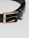 New Look faux leather belt with rose gold buckle in black