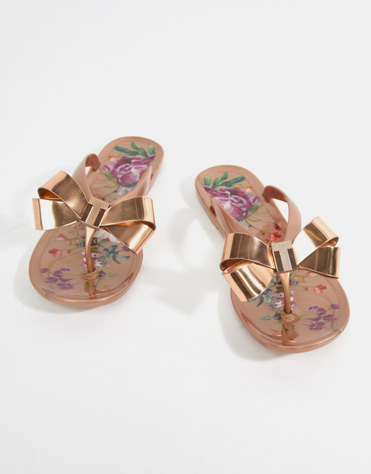 ted baker rose gold flip flops