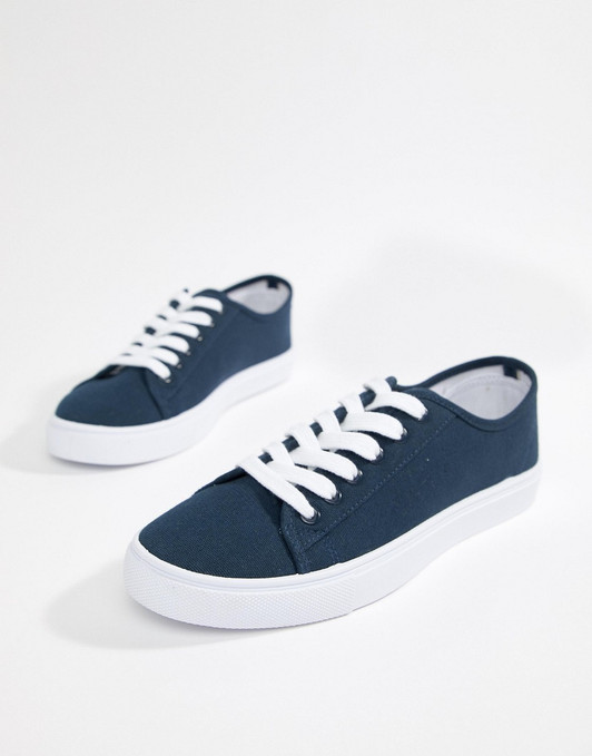 ASOS DESIGN trainers in navy canvas