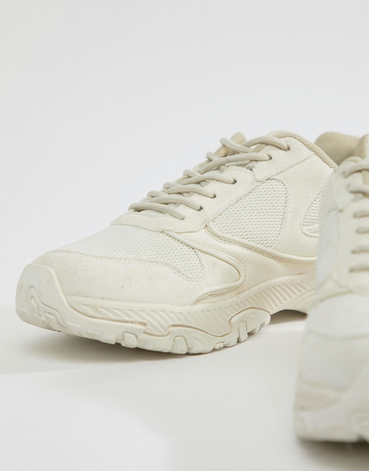 ASOS DESIGN trainers in tonal off white with chunky sole