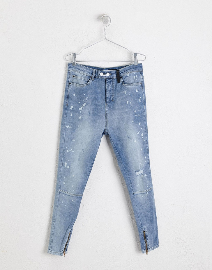Religion skinny fit jean with stretch and zips in blue
