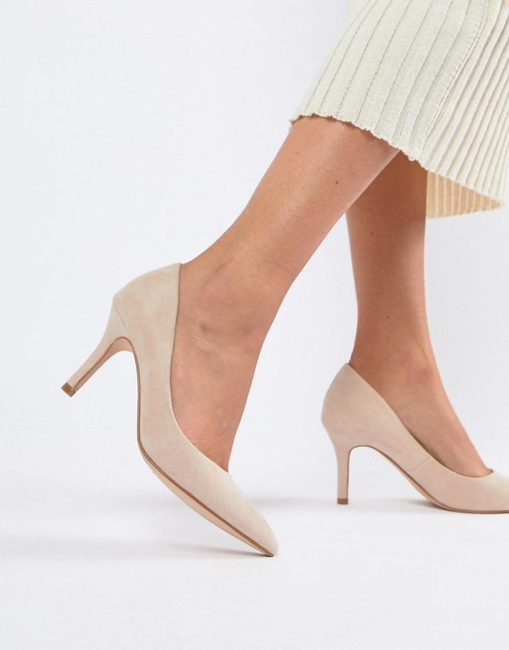 Faith Chariot Heeled Court Shoes in pink