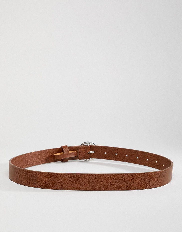 ASOS DESIGN 2 pack heart and circle buckle waist and hip belts