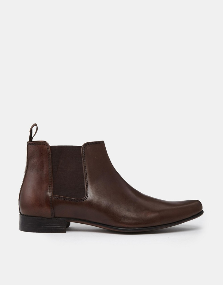 ASOS Wide Fit Chelsea Boots in Brown Leather