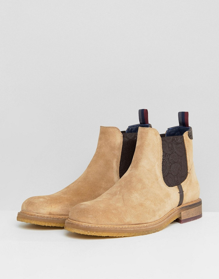 Ted Baker Bronzo chelsea boots in beige suede