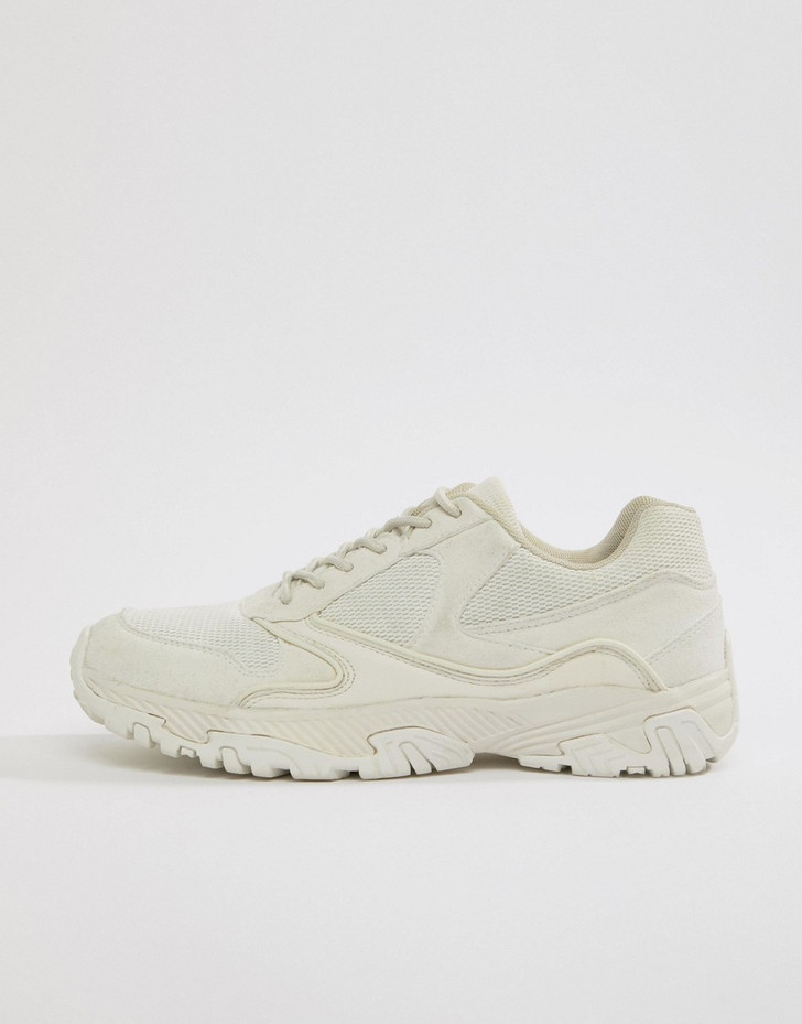 ASOS DESIGN trainers in tonal off white with chunky sole