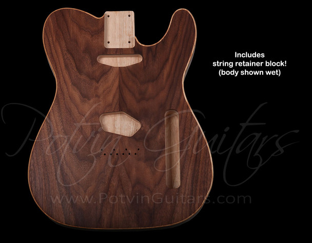 T-Style body #157 Figured walnut top inset on chambered swamp ash