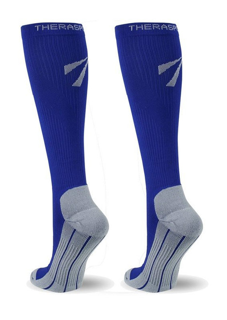 TheraSport by Therafirm Athletic Compression Socks deliver a controlled amount of pressure which is greatest at the ankle and gradually decreases as it comes up the leg. This true gradient compression helps improve circulation which in turn can help provide reduction in muscle fatigue, enhanced performance and faster recovery.