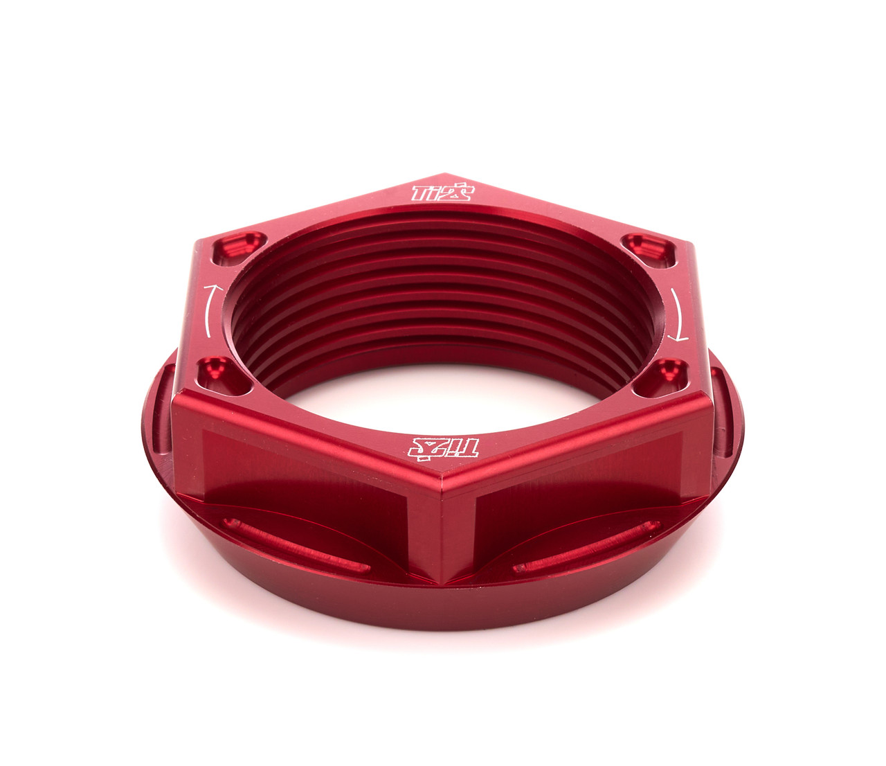 TIP2879 Rear Axle Nut, Left Hand Thread, Aluminum, Red Anodized