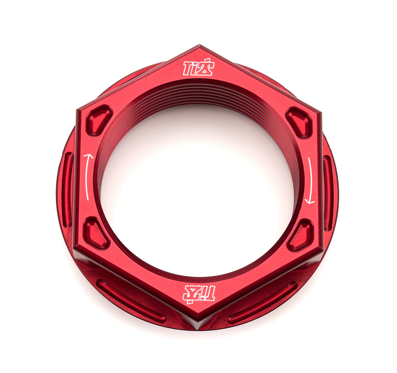 TIP2879 Rear Axle Nut, Left Hand Thread, Aluminum, Red Anodized