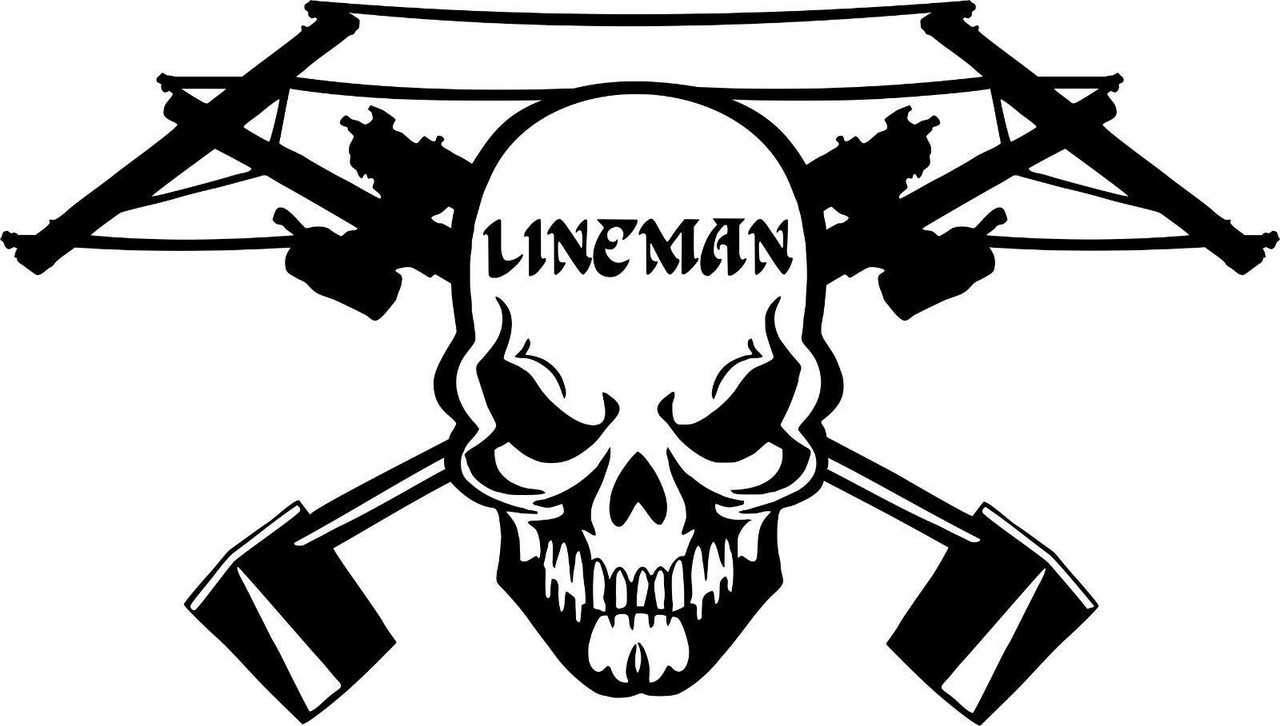 Lineman Skull Electrician Power Worker Car Truck Window Vinyl Decal Sticker