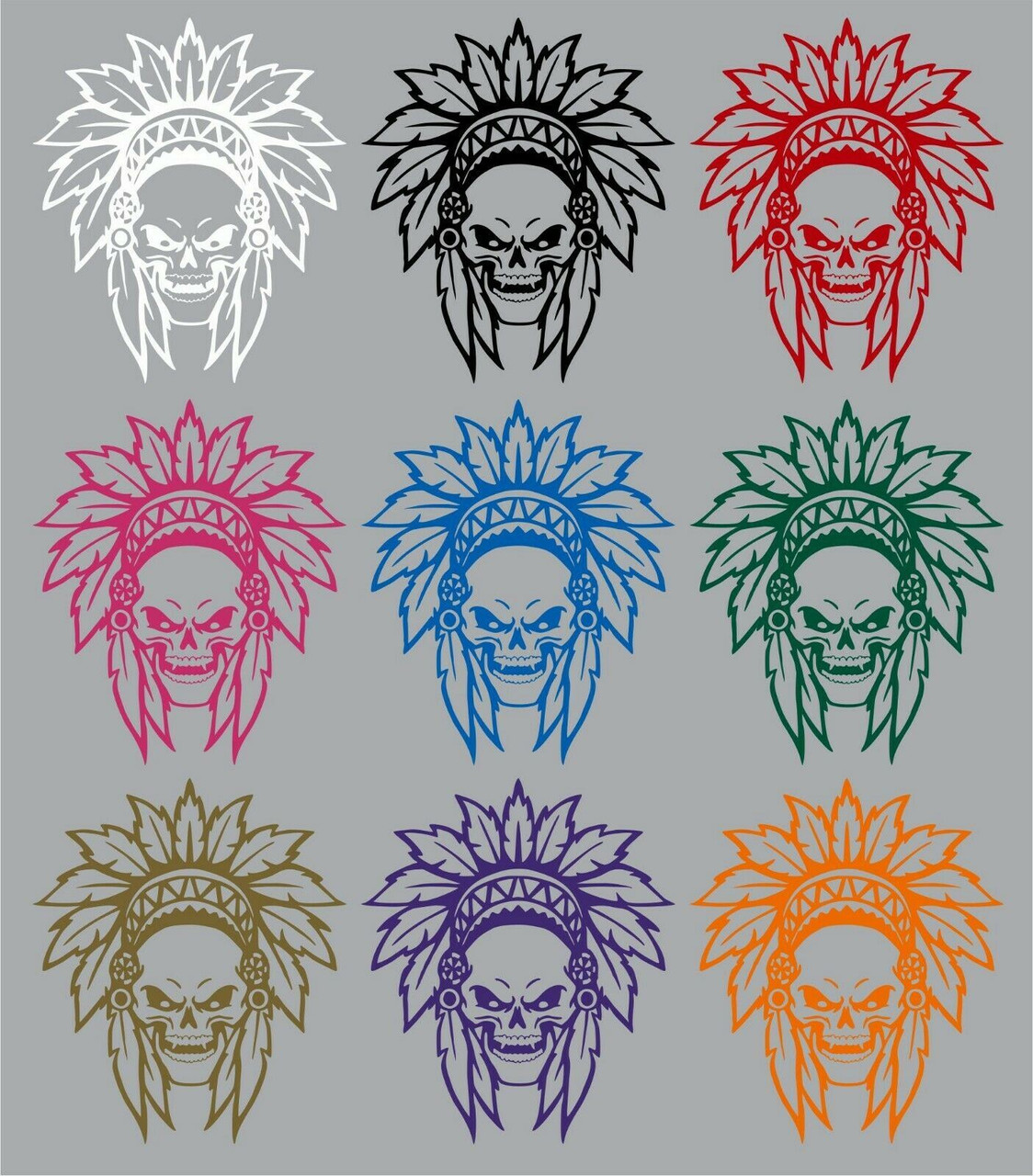 Electronics & Accessories Decals & Skins Native Indian Skull Feathers ...