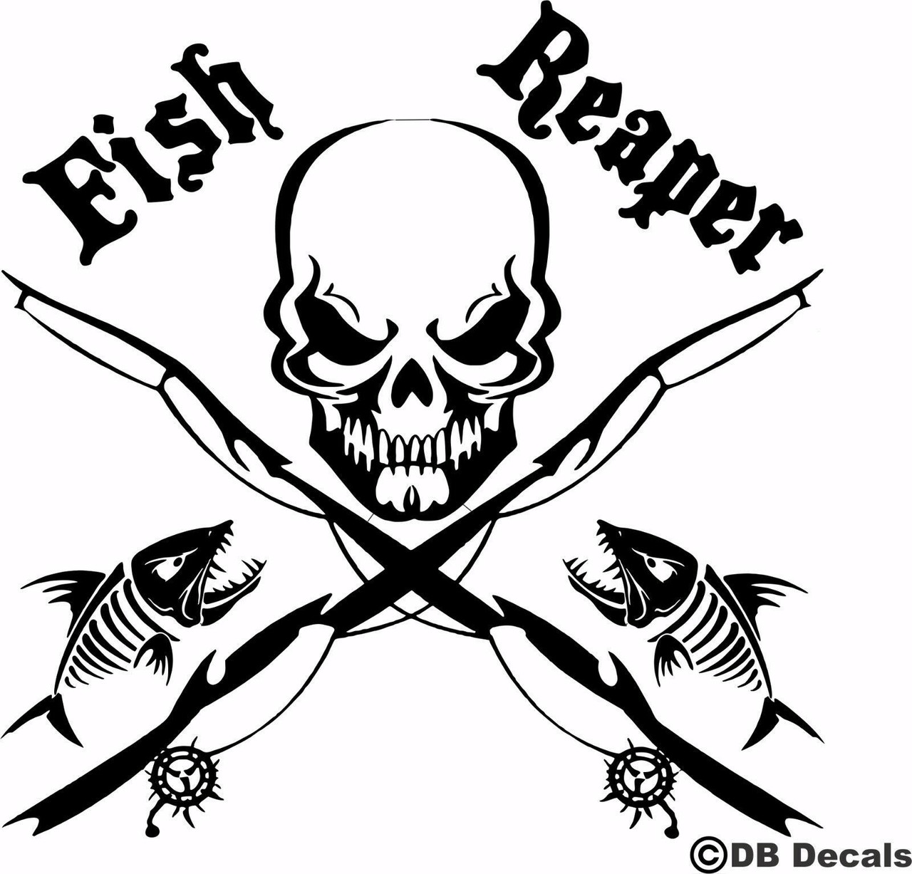 Grim Reaper Fish Fishing Lure Boat Skeleton Window Graphic Vinyl Decal Sticker