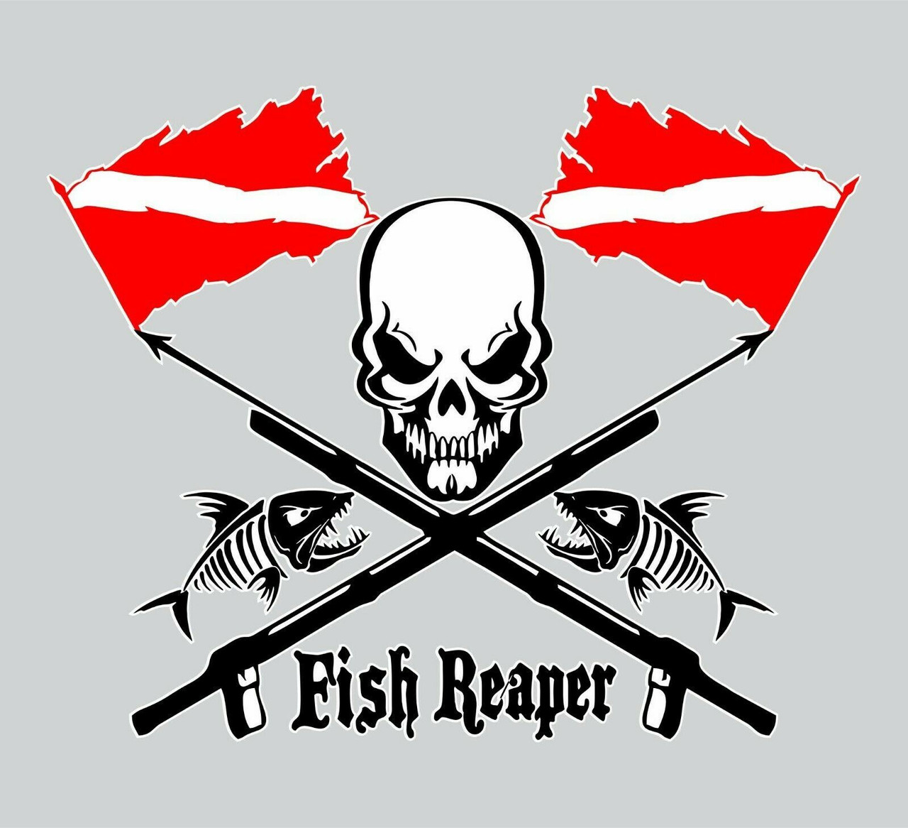 Fish Reaper Skull Diver Flag Speargun Car Boat Truck Window Vinyl