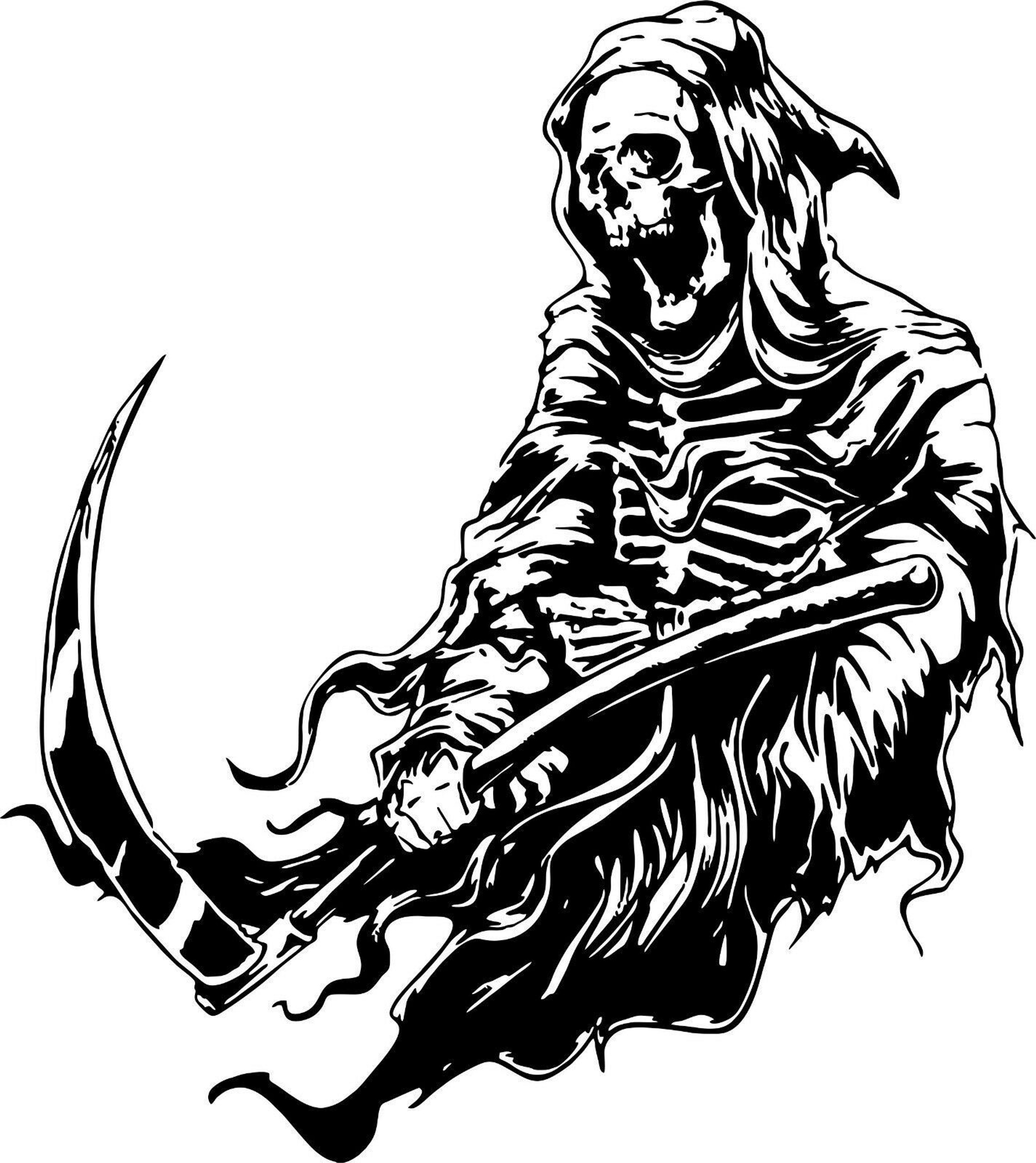 Grim Reaper Scythe Dr Death Monster Car Truck Window Laptop Vinyl Decal ...