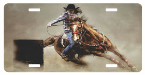 Cowgirl Barrel Horse Riding Racing Rodeo Western License Plate Car Truck Tag