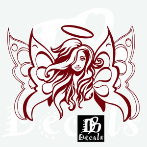 Sexy Girl Halo Fairy Butterfly Wings Car Boat Truck Window Vinyl Decal Sticker