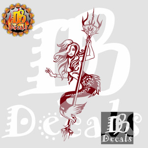 Mermaid Trident Spear Fantasy Sexy Girl Car Truck Window Vinyl Decal Sticker