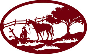 Cowboy Horse Fence Tree Cross Christian Western Car Truck Window Vinyl Decal