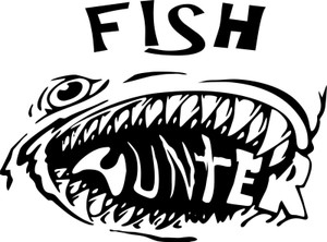 Fish Hunter Fishing Monster Car Truck Window Laptop Vinyl Decal Sticker Black