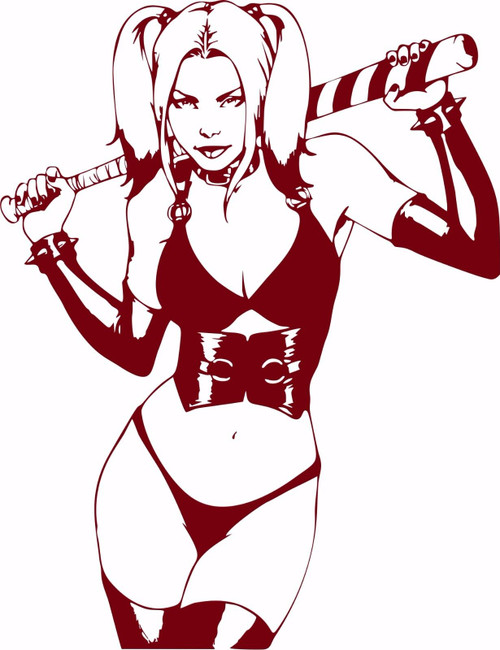 Sexy Girl Baseball Bat Lady Woman Laptop Car Truck Window Vinyl Decal Sticker