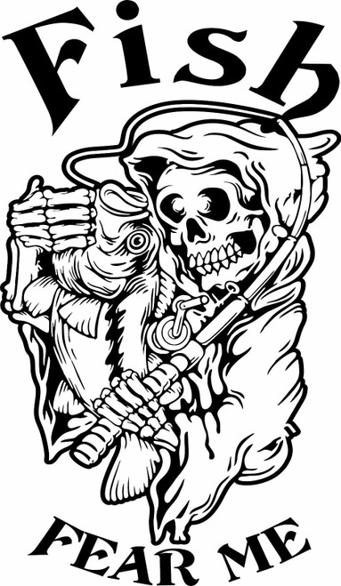 Fishing Grim Reaper Funny Bass Rod Reel Car Truck Window Vinyl Decal Sticker