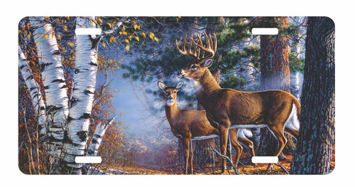 Deer Doe Buck Elk Farm Hunting Antlers Tree Field License Plate Car Truck Tag