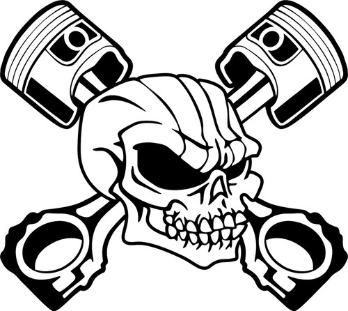 Skull Skeleton Piston Racing Car Truck Window Laptop Vinyl Decal Sticker