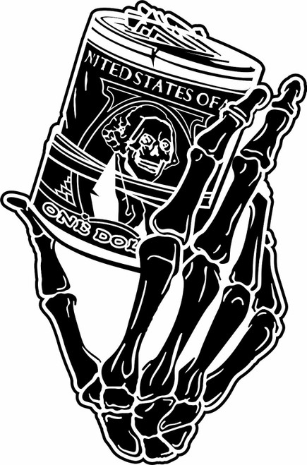 Skeleton Skull Hand Money Roll Window Vinyl Decal Sticker Skeleton Skull Hand Money Roll Window Vinyl Decal Sticker