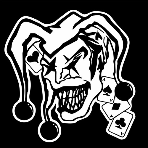 Jester Clown Cards Skull Joker Fool Car Truck Laptop Window Vinyl Decal Sticker