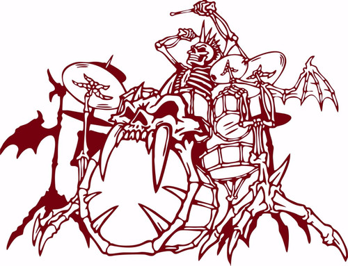 Skeleton Rock Music Drummer Drums Car Truck Window Laptop Vinyl Decal Sticker