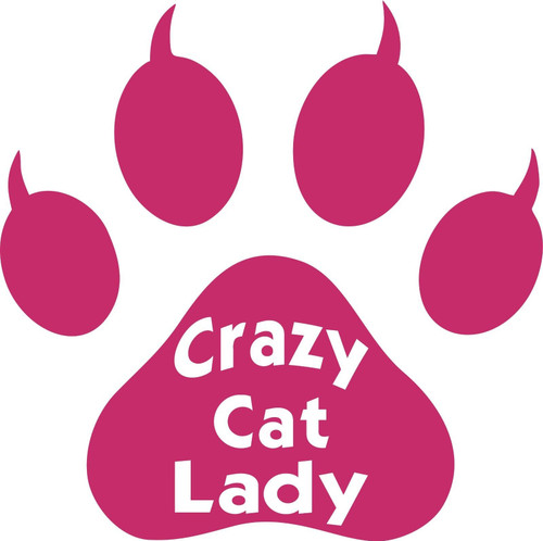 Funny Crazy Cat Lady Animal Paw Print Truck Window Laptop Vinyl Decal Sticker